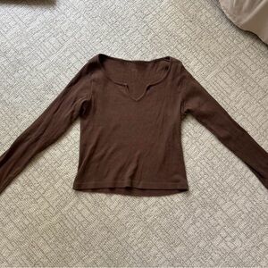 Brandy Melville Brown Long Sleeve Shirt